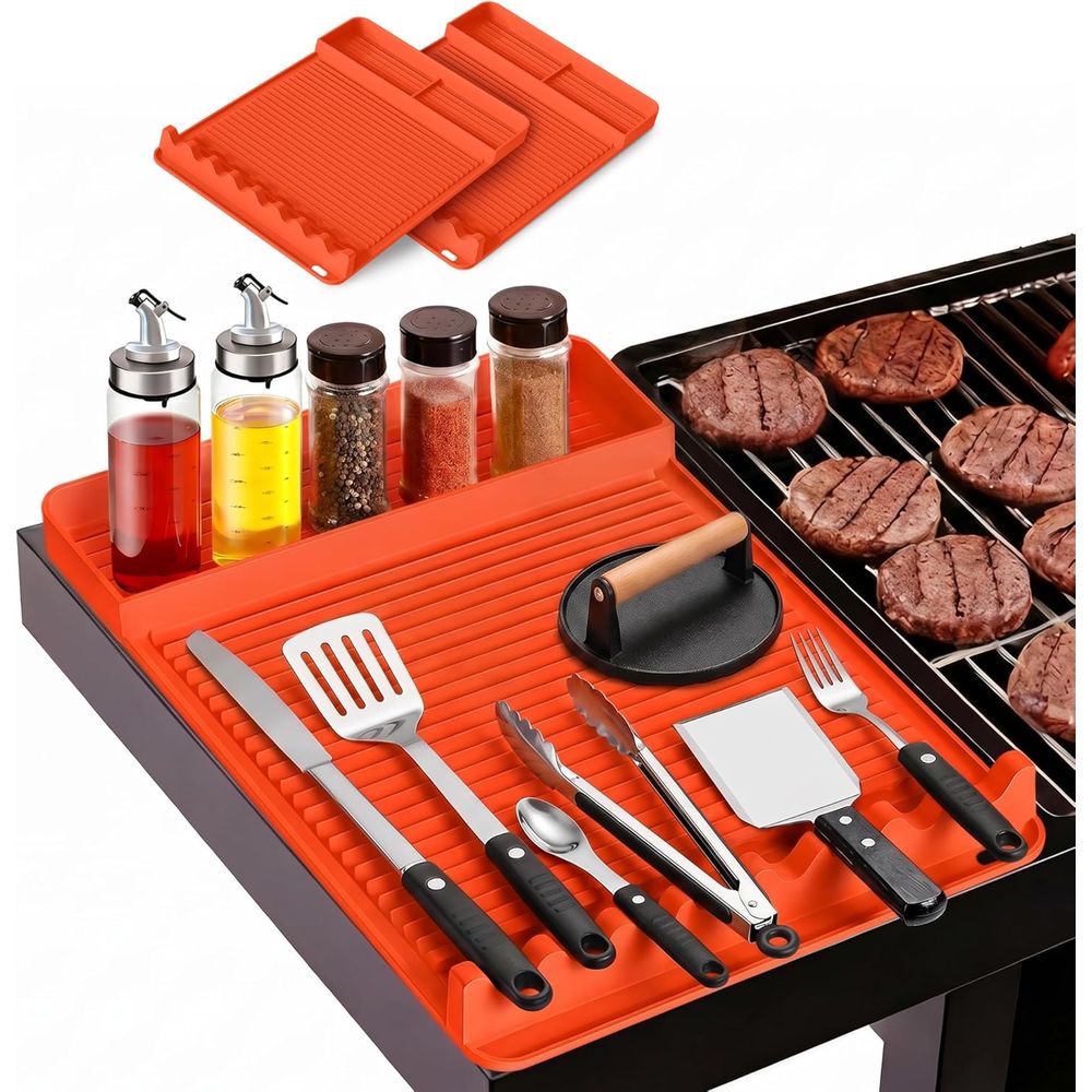 Heat Resistant Mat - แผ่นรองย่างซิลิโคนทนความร้อน - 16x11.5 นิ้ว แผ่นรองกันลื่นสำหรับบาร์บีคิว อุปกรณ์ทำอาหารกลางแจ้ง